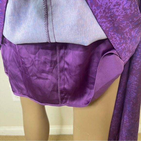 Keepsake Sz 4 Dress Purple High Neck Mini Long Sleeve Drape Party Classy Modest - Picture 13 of 15